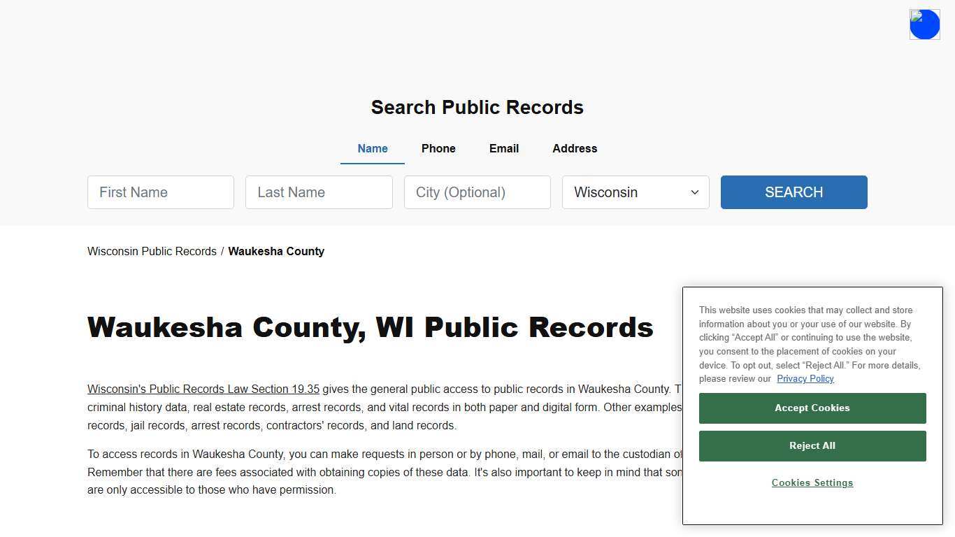 Waukesha County, WI Public Court, Arrest and Inmate Records - ThePublicIndex